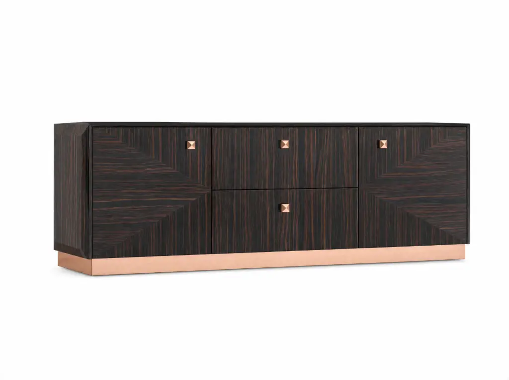 Raven TV unit Ebony and Rose Gold