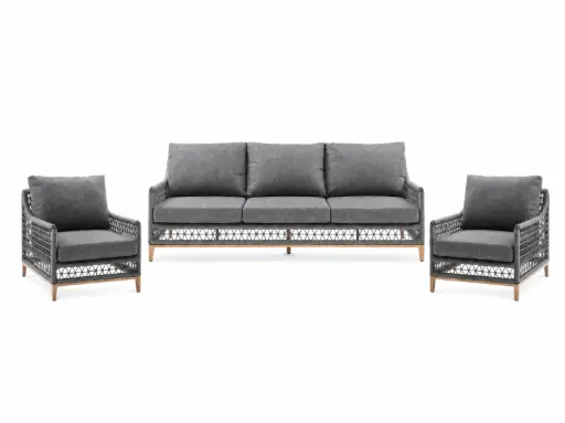 [COL1832-DGRY] Karen Outdoor Collection.One sofa and 2 chairs.