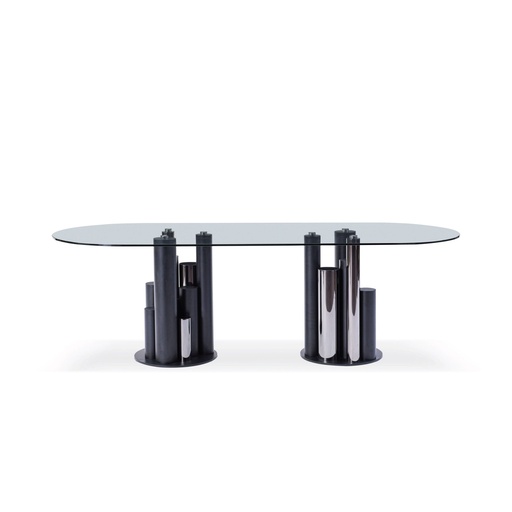 [DT2111O-GLS/BLK] Matrix Oval Dining Table